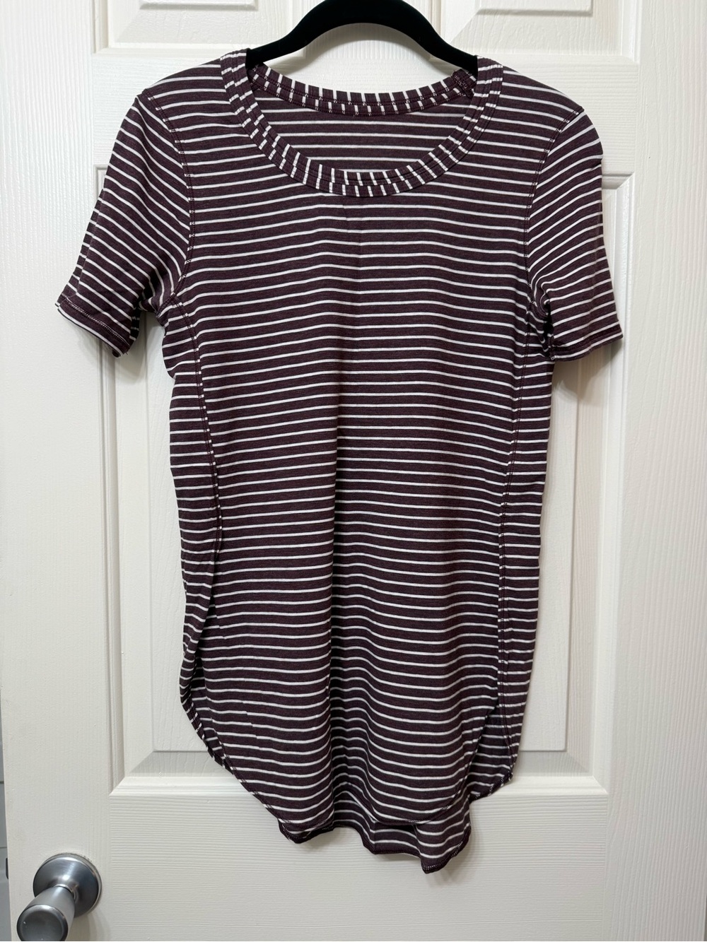 lululemon athletica Striped Short Sleeve Tee - Maroon & White